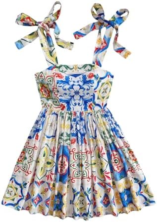 Summer Floral Tie Shoulder Flare Hem Boho Mini Dress