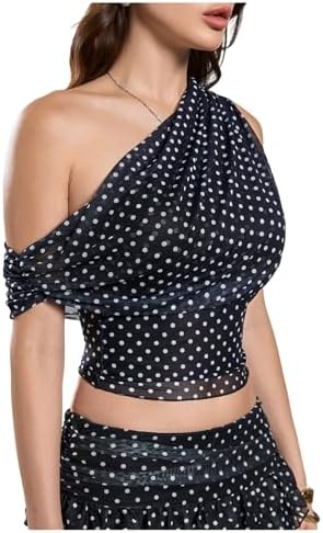 Summer Polka Dots Off The Shoulder Crop Tops