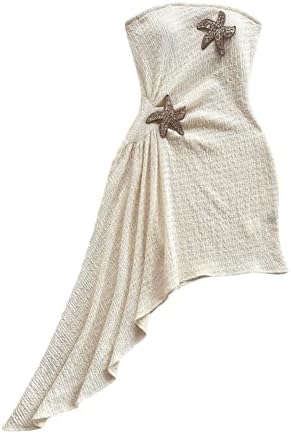 Summer Sundress Metal Starfish Asymmetrical Hem Tube Dress