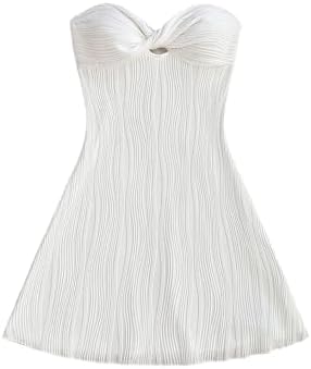 Summer Textured Mini Tube Dress Twist Front Strapless