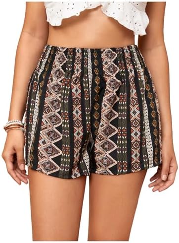 Summer Tribal Print Elastic Waist Beach Boho Cute Shorts