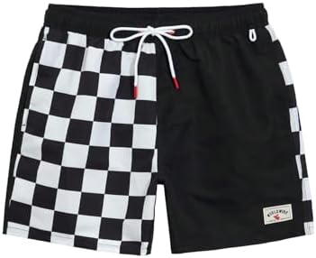 Swim Trunks Checkered Print Drawstring Waist Summer Board