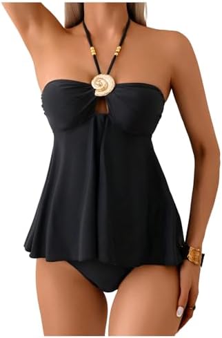 Tankini Swimsuit Halter High Waisted Beach Vacation 2