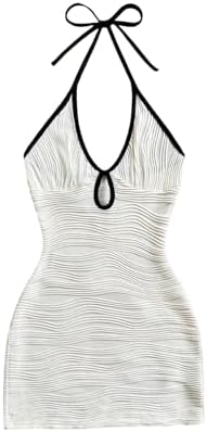 Textured Halter Mini Dress Backless Bodycon Summer Beach