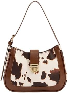 Western Cow Print Shoulder Bag Handbag Buckle Underarm