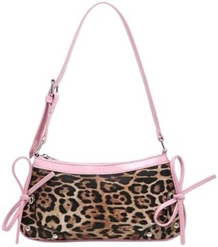 Y2k Cheetah Cute Bow Tie Leather Vintage Shoulder Handbag