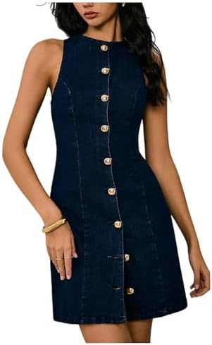 Y2k Denim Dress Sleeveless Button Down Bow Bodycon Going