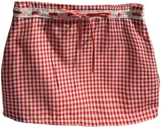 Y2k Plaid Mini Skirts Low Rise Bow Tie Gingham Going Out